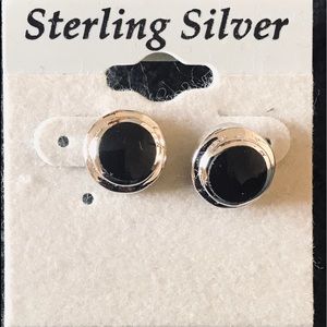 Earrings- Sterling Silver with black stone